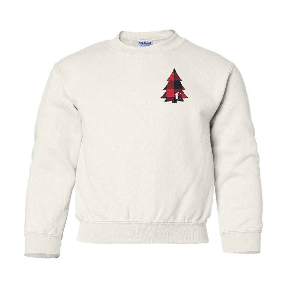 Kids Monogrammed 'Buffalo Check Christmas Tree' Crewneck Sweatshirt