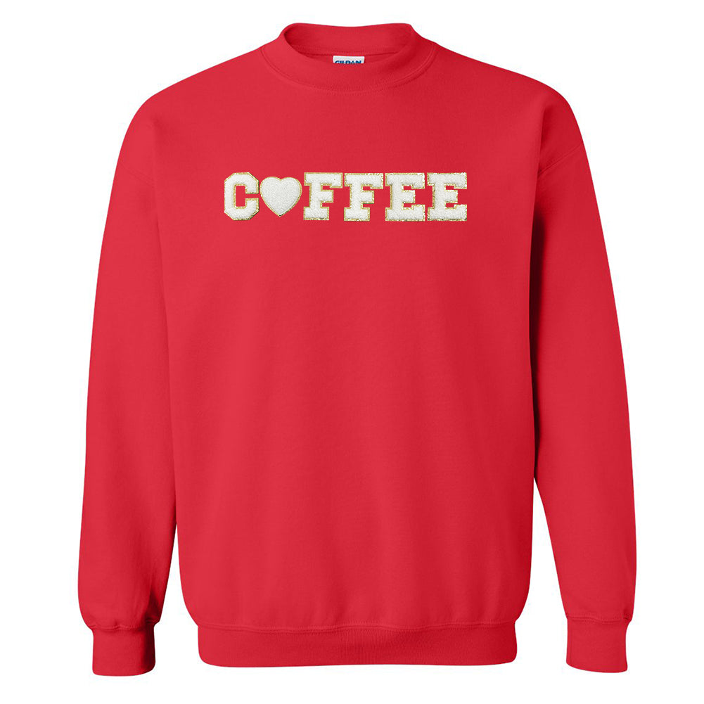 Coffee Heart Letter Patch Crewneck Sweatshirt