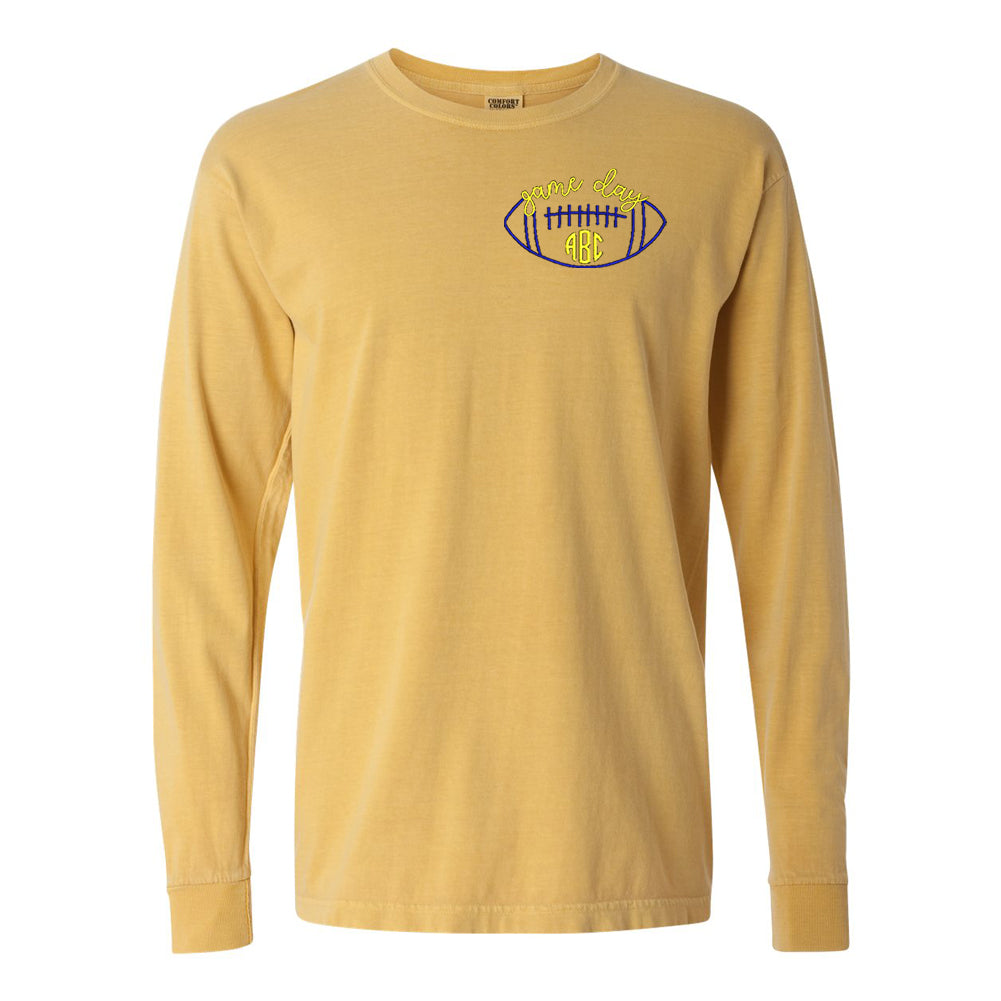 Monogrammed Football Game Day Comfort Colors Long Sleeve T-Shirt