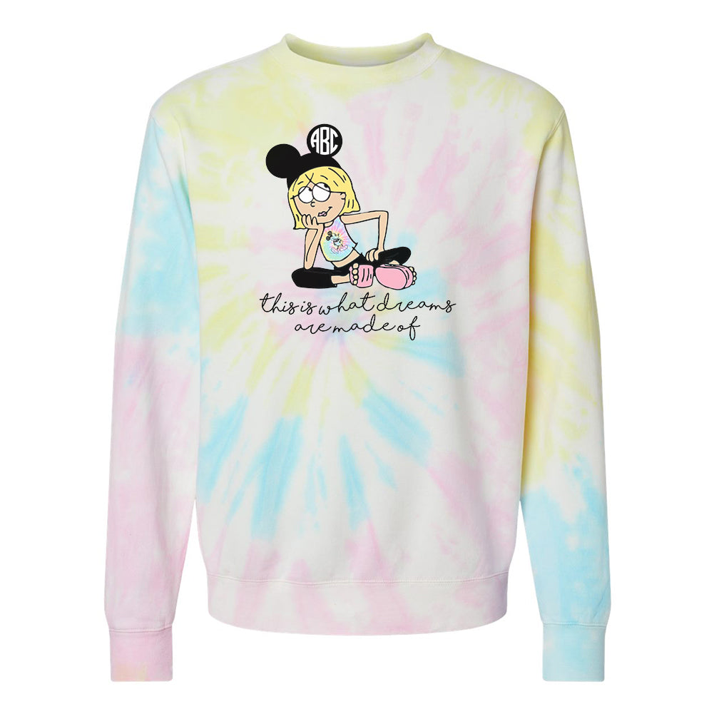 Monogrammed 'Lizzie McGuire Disney' Tie Dye Crewneck Sweatshirt