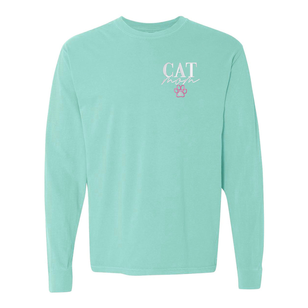 Monogrammed Cat Mom Comfort Colors Long Sleeve T-Shirt