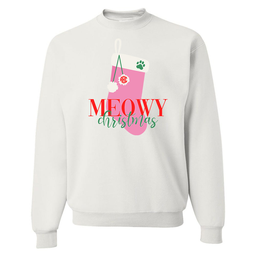 Monogrammed 'Meowy Christmas' Crewneck Sweatshirt