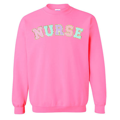 Nurse Colorful Letter Patch Crewneck Sweatshirt