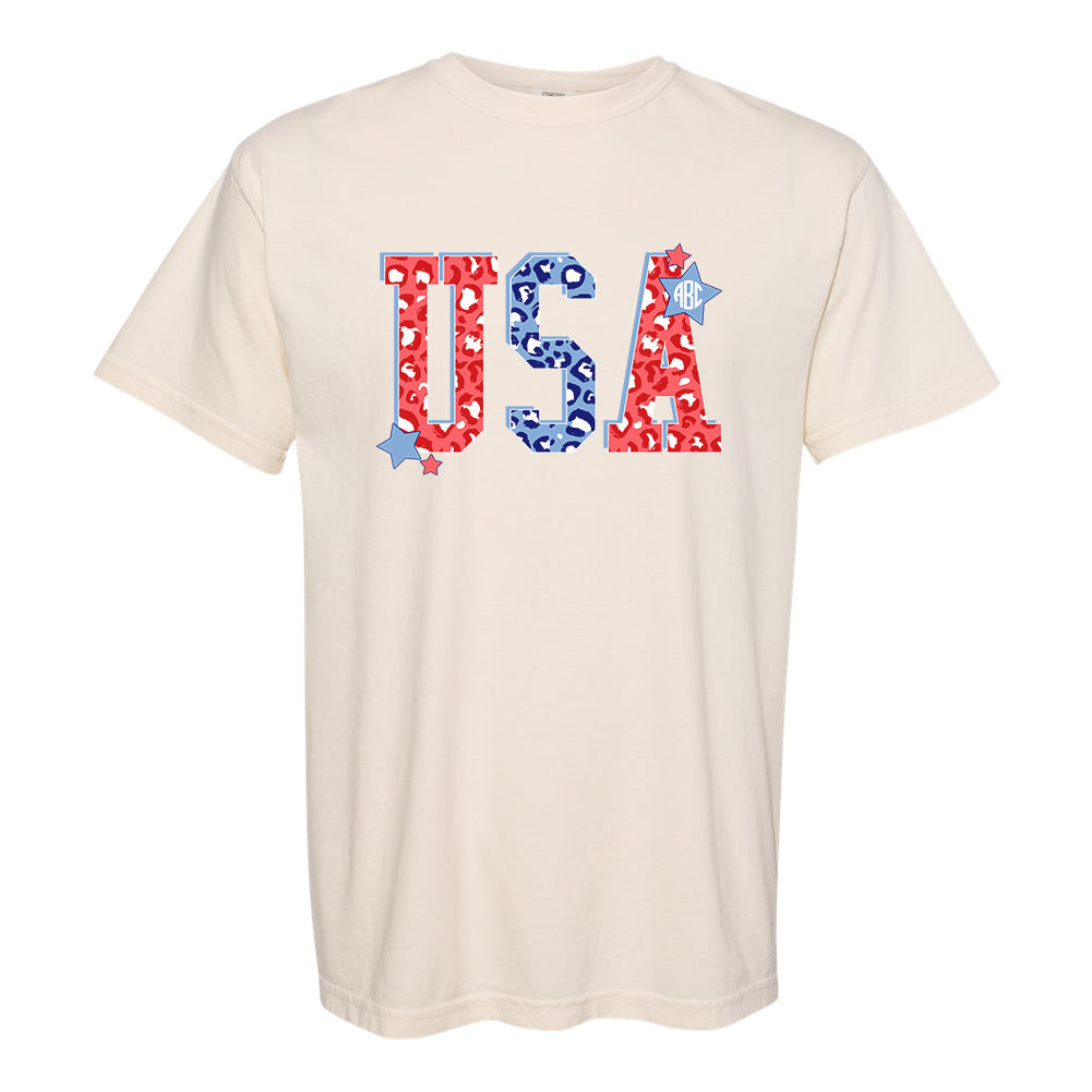 Monogrammed 'Leopard USA' T-Shirt