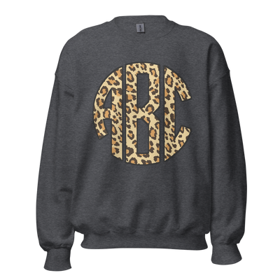 Monogrammed 'Leopard' Big Print Crewneck Sweatshirt
