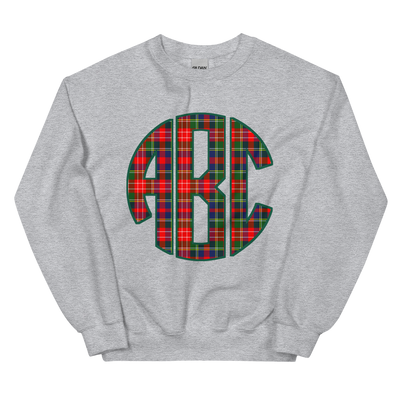 Monogrammed 'Christmas Plaid' Big Print Crewneck Sweatshirt