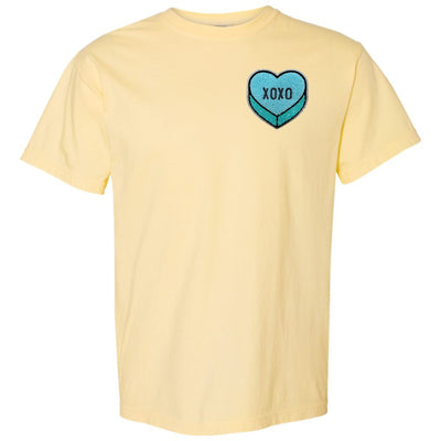 'Tiffany Blue XOXO Candy Heart' Letter Patch T-Shirt