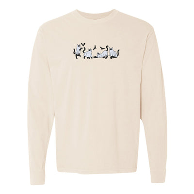 'Ghost Cats' Embroidered Long Sleeve T-Shirt