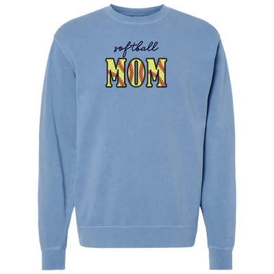 Glitter Embroidery 'Softball Mama/Mom' Cozy Crew