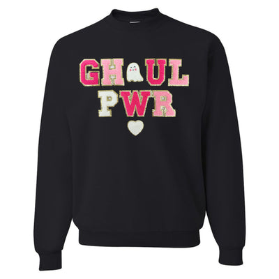 'Ghoul Pwr' Letter Patch Crewneck Sweatshirt