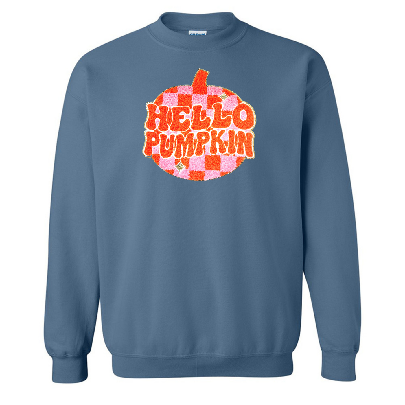 'Hello Pumpkin' Letter Patch Crewneck Sweatshirt