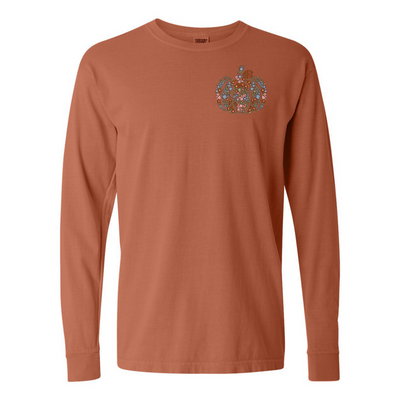 Monogrammed 'Floral Pumpkin' Long Sleeve T-Shirt