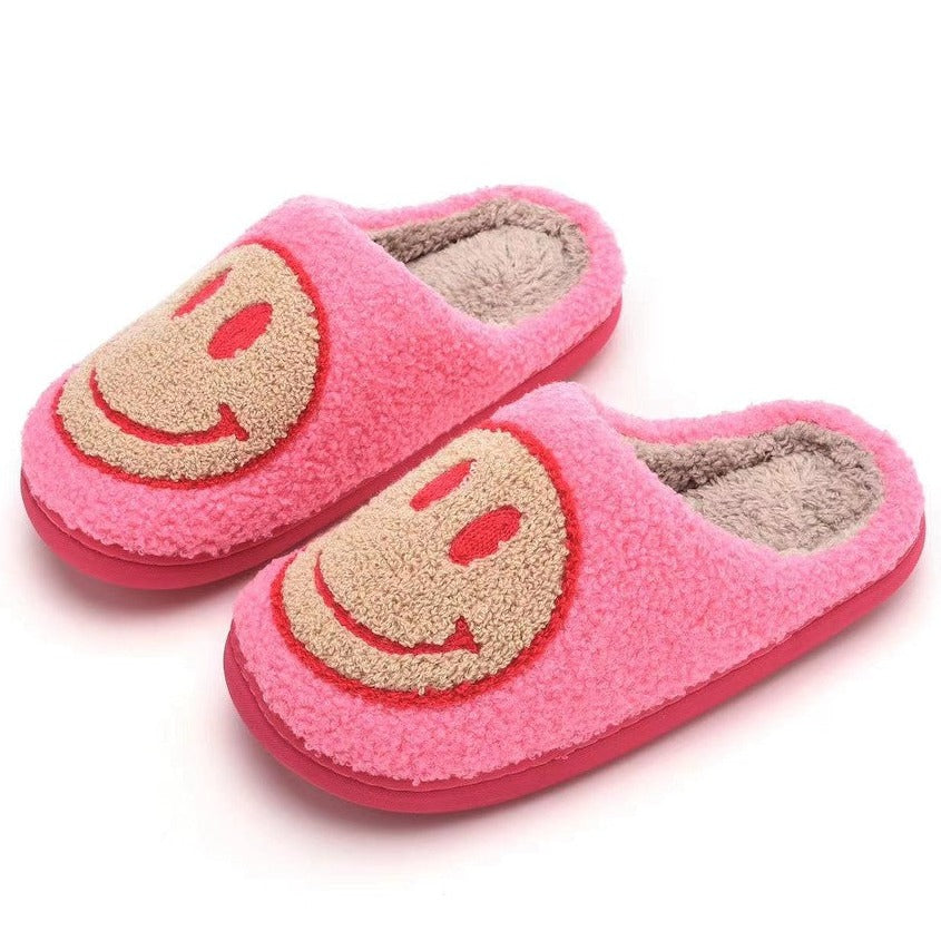 Retro Smiley Face Plush Slippers