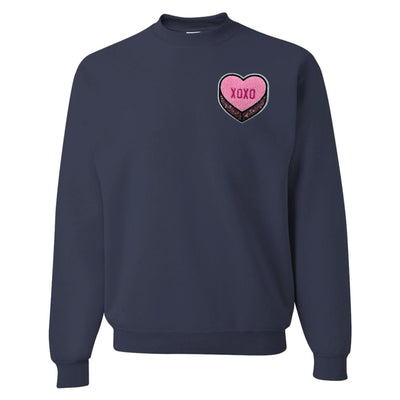 'Pink XOXO Candy Heart' Letter Patch Crewneck Sweatshirt