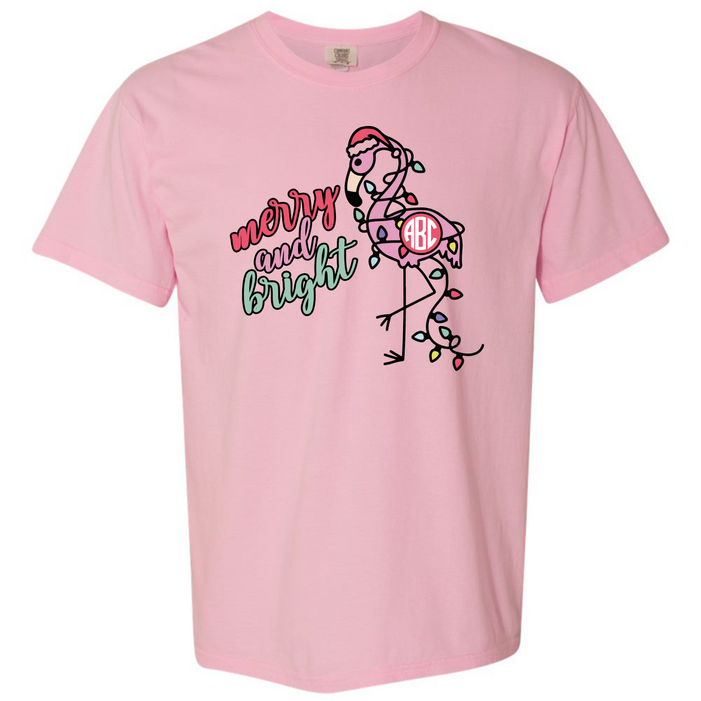 Monogrammed 'Merry Flamingo' Crewneck Sweatshirt T-Shirt