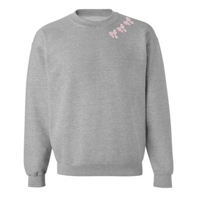 Embroidered 'Bow Collar' Crewneck Sweatshirt