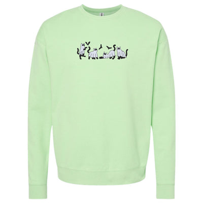'Ghost Cats' Embroidered Crewneck Sweatshirt