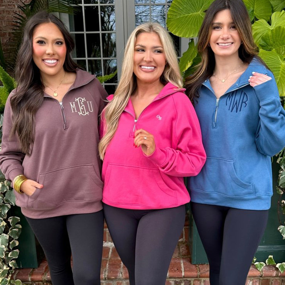Monogrammed Pocket Quarter Zip Sweatshirt