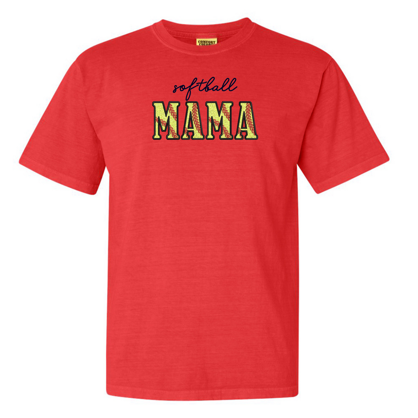 Glitter Embroidery 'Softball Mama/Mom' T-Shirt