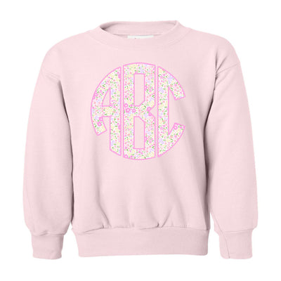 Kids Monogrammed ‘Coquette Floral Patterns’ Big Print Sweatshirt