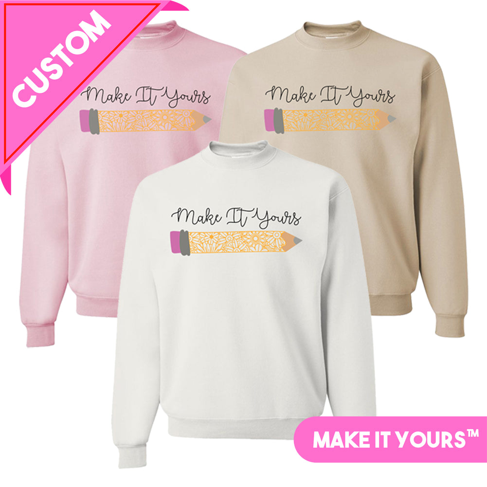 Make It Yours™ 'Floral Pencil' Crewneck Sweatshirt