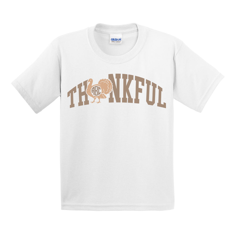 Kids Monogrammed 'Thankful' T-Shirt
