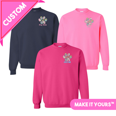 Make It Yours™ 'Floral Paw Print' Crewneck Sweatshirt