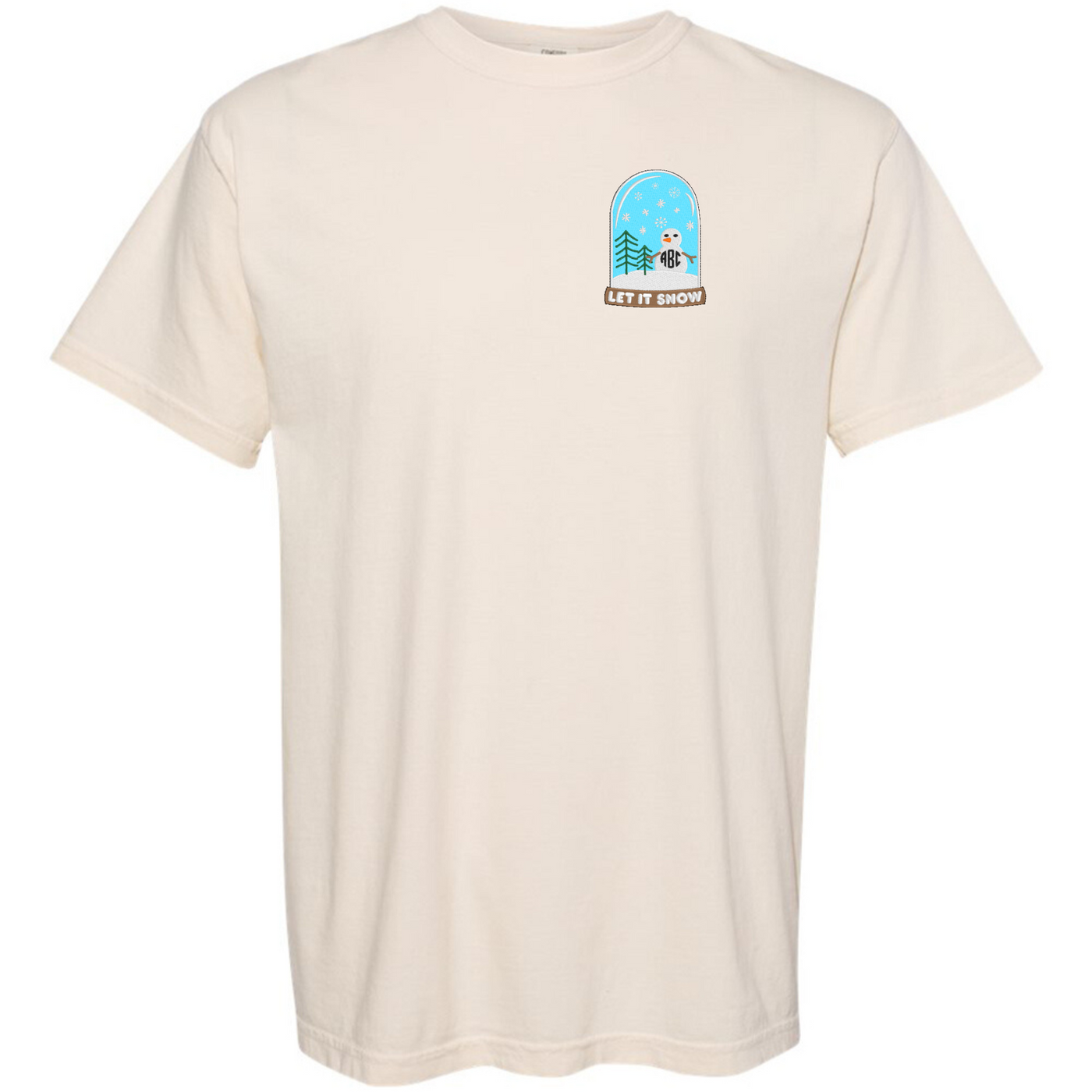 Monogrammed Snowglobe Comfort Colors T-Shirt