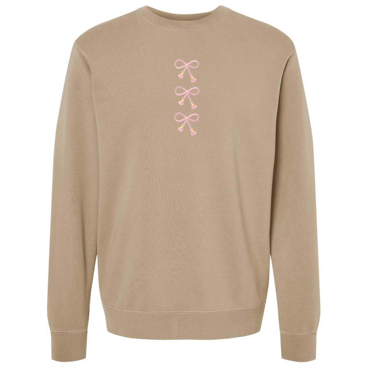 Embroidered Tasseled 'Bows' Cozy Crew