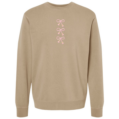 Embroidered Tasseled 'Bows' Cozy Crew