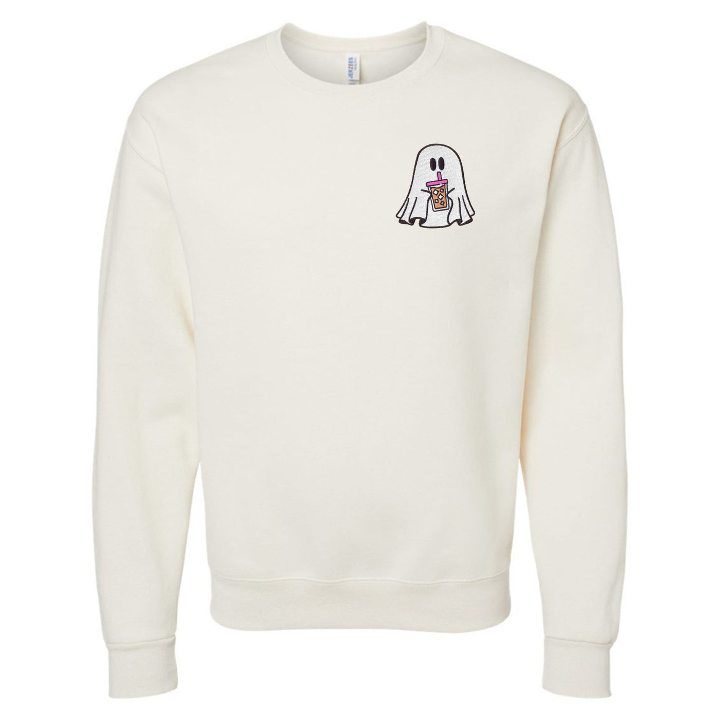 'Iced Coffee Ghost' Embroidered Crewneck Sweatshirt