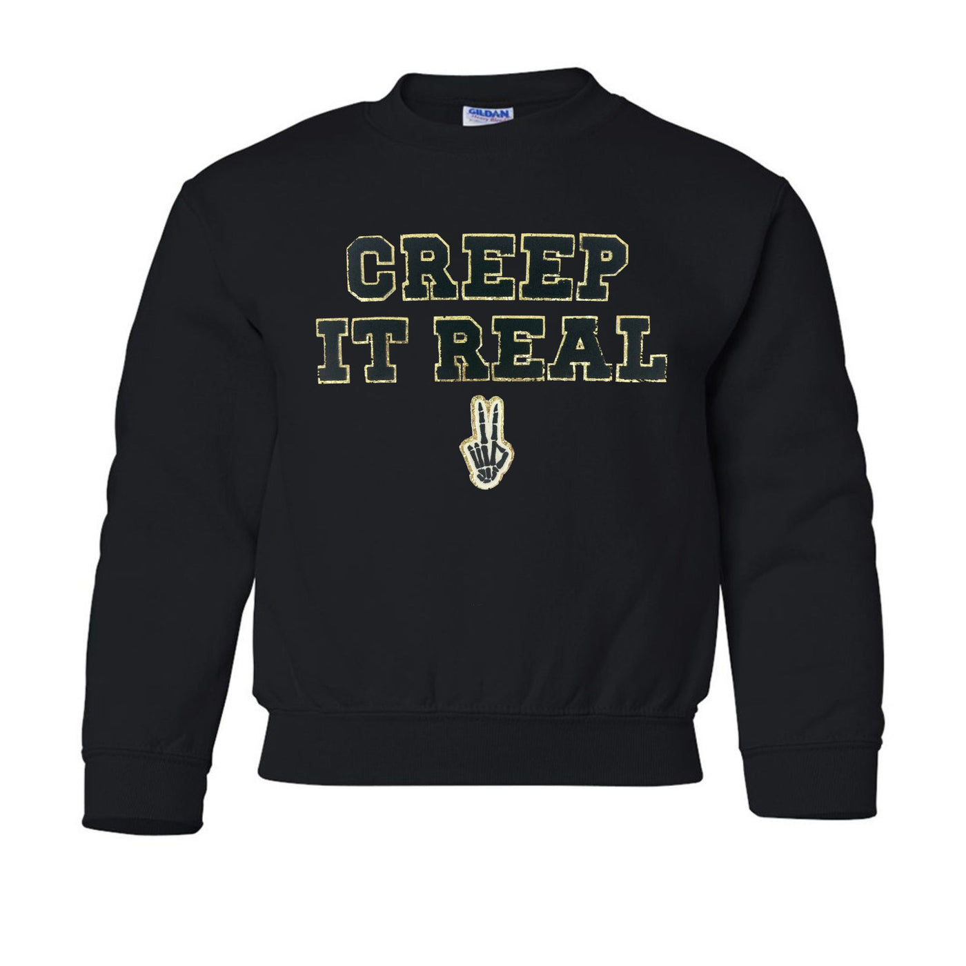 Kids 'Creep It Real' Letter Patch Crewneck Sweatshirt