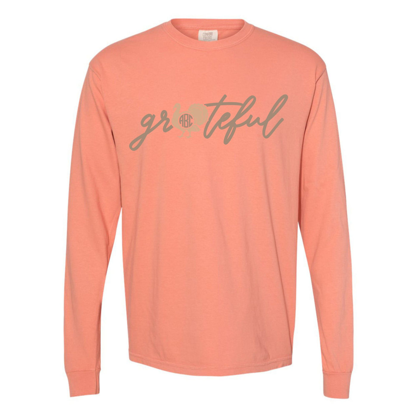 Monogrammed 'Grateful' Long Sleeve T-Shirt
