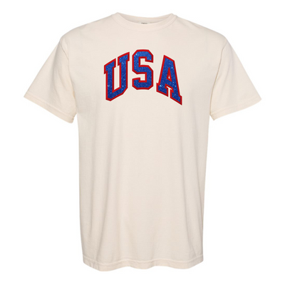 Glitter Embroidery 'USA' T-Shirt