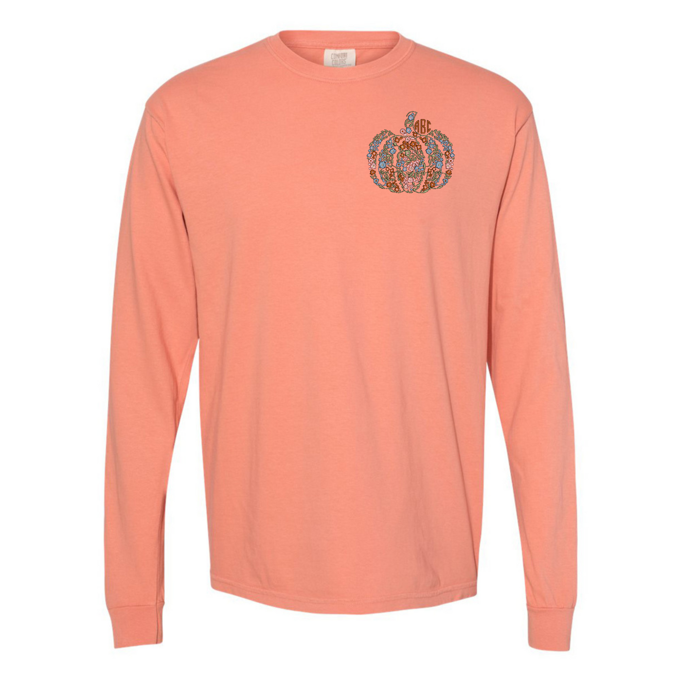 Monogrammed 'Floral Pumpkin' Long Sleeve T-Shirt