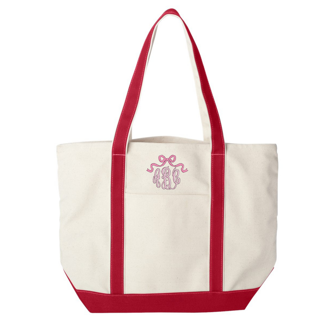 Monogrammed 'Bow' Canvas Boat Tote