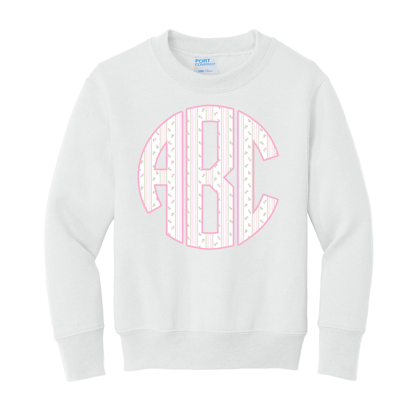 Kids Monogrammed ‘Coquette Floral Patterns’ Big Print Sweatshirt