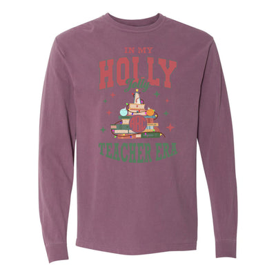 Monogrammed 'Holly Jolly Teacher Era' Long Sleeve T-Shirt