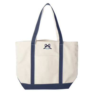 Monogrammed 'Tiny Bow' Canvas Boat Tote