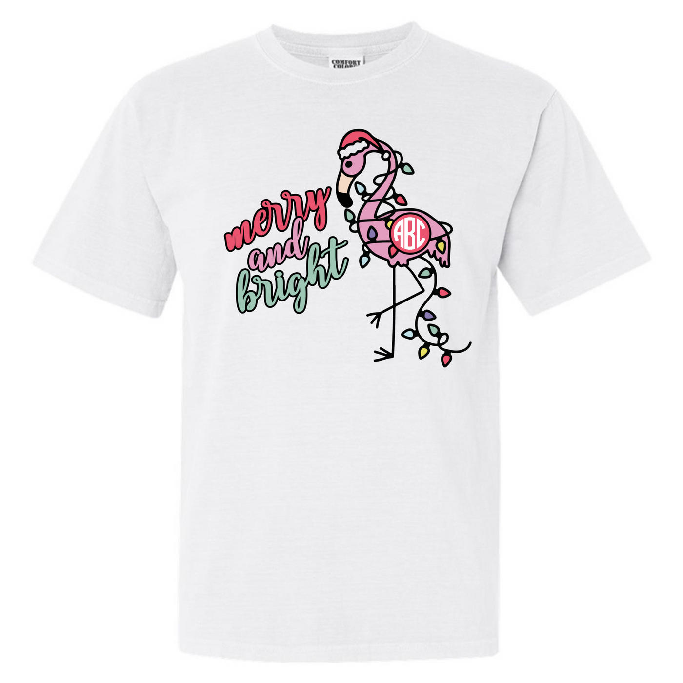 Monogrammed 'Merry Flamingo' Crewneck Sweatshirt T-Shirt
