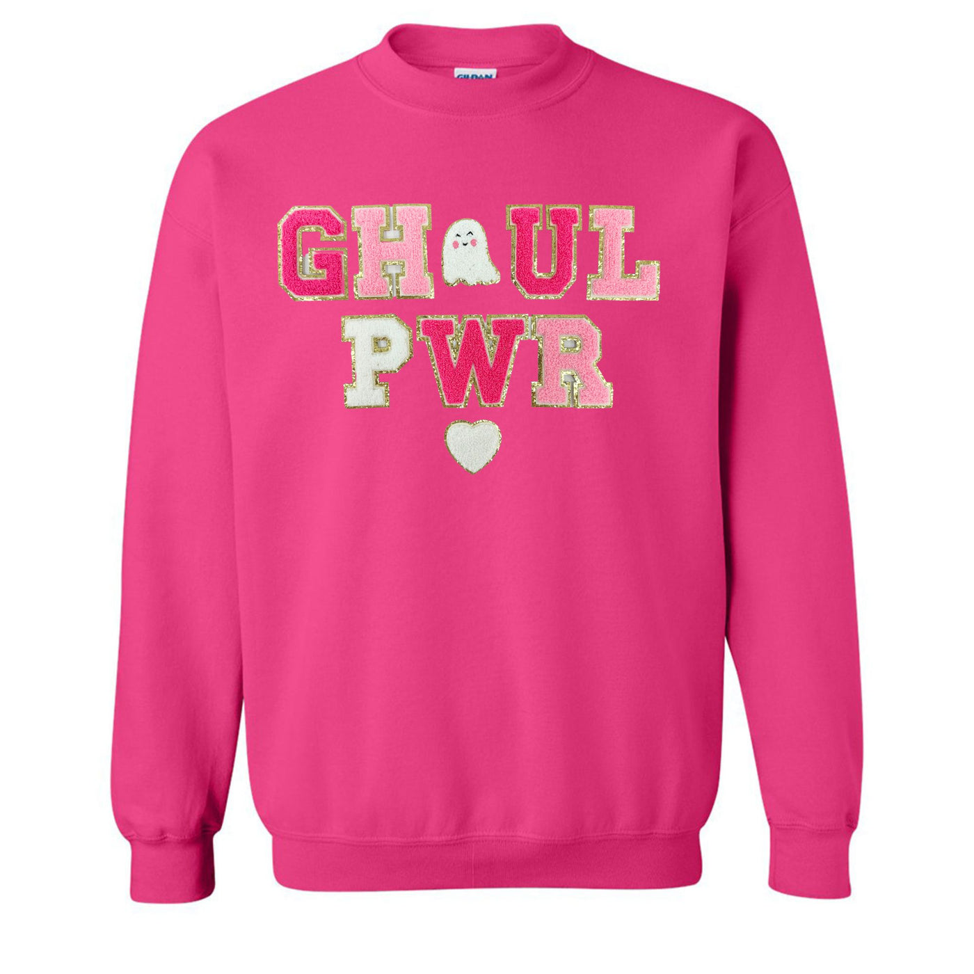 'Ghoul Pwr' Letter Patch Crewneck Sweatshirt