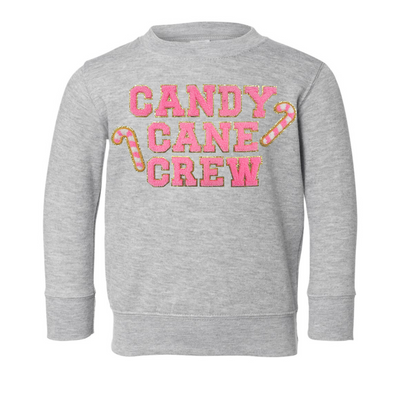 Toddler 'Candy Cane Crew' Letter Patch Crewneck Sweatshirt