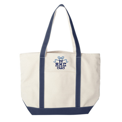 Monogrammed 'Bow' Canvas Boat Tote