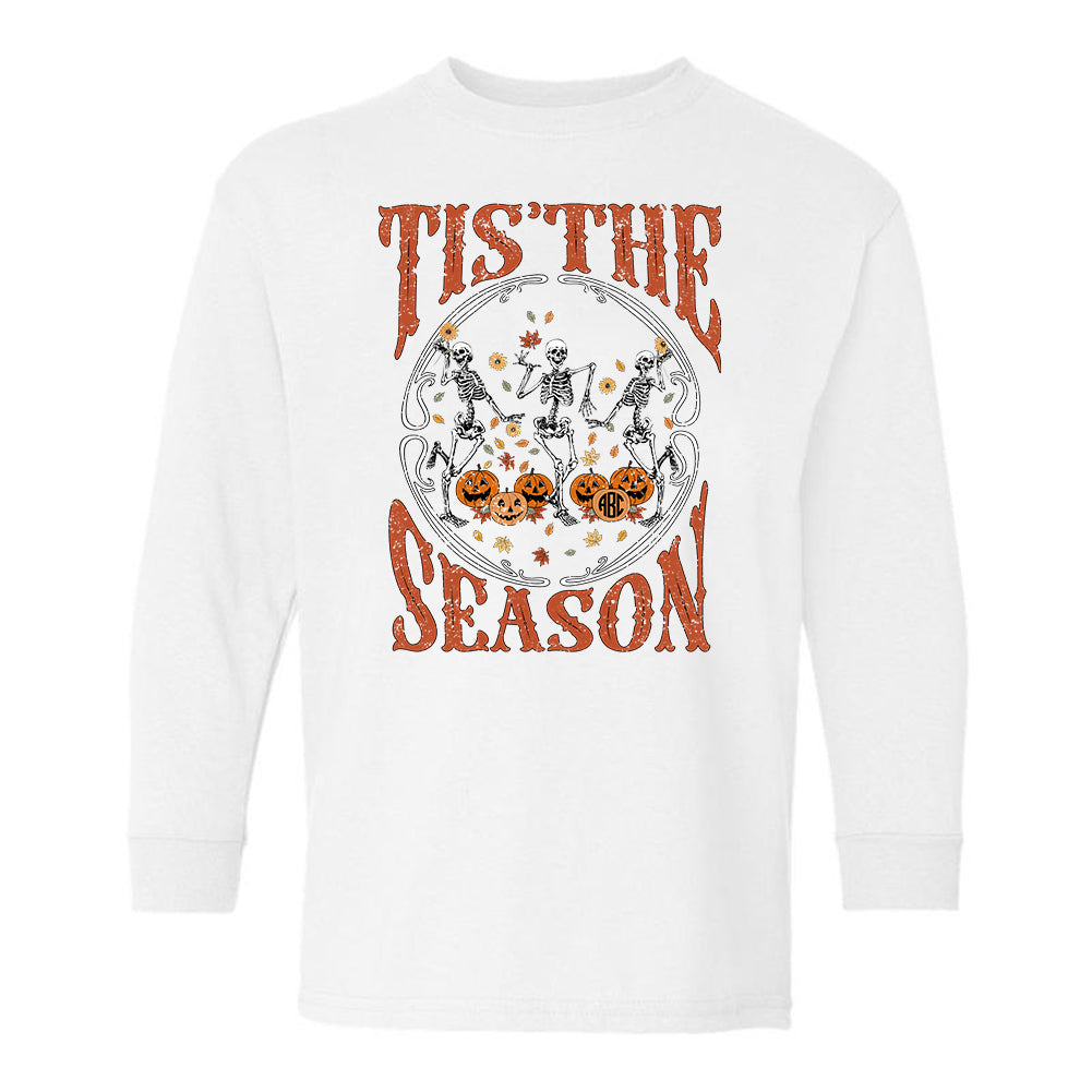 Kids Monogrammed 'Tis The Season Skeletons' Long Sleeve T-Shirt