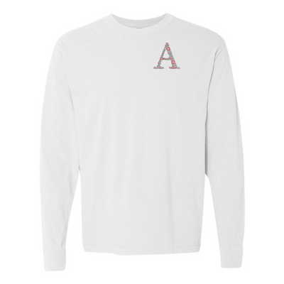 Initial 'Floral Letter' Long Sleeve T-Shirt