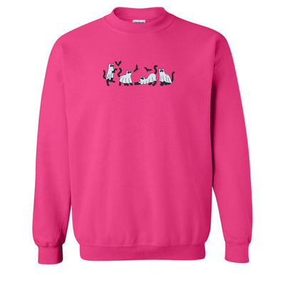 'Ghost Cats' Embroidered Crewneck Sweatshirt