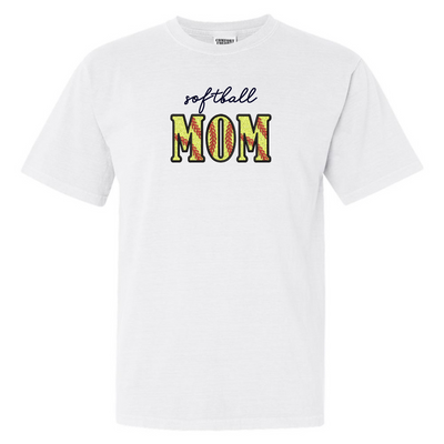 Glitter Embroidery 'Softball Mama/Mom' T-Shirt