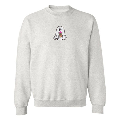 'Iced Coffee Ghost' Embroidered Crewneck Sweatshirt