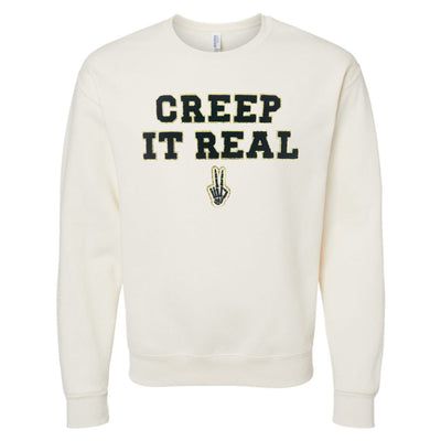 'Creep It Real' Letter Patch Crewneck Sweatshirt