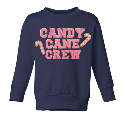Toddler 'Candy Cane Crew' Letter Patch Crewneck Sweatshirt